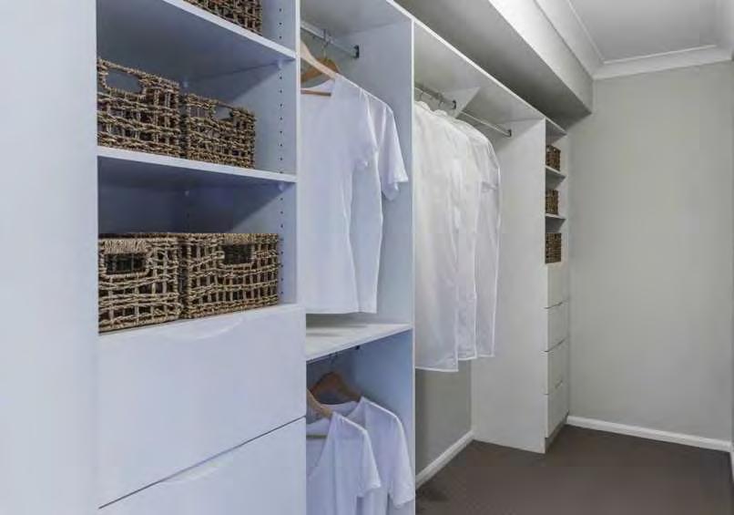 ROBE OPTIONS ROBE UPGRADE 2 - COMBINATION DRAWERS / OPEN SHELVES 4 x drawers 4 x open shelves MAXIMISE YOUR STORAGE OPTIONS!