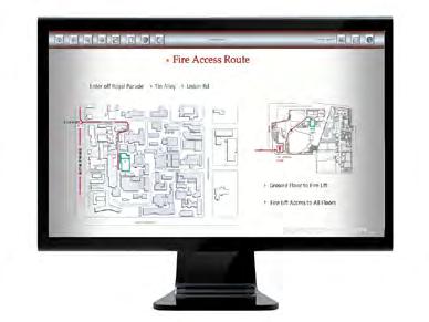 fire and the status of the emergency warning and intercom system Has capabilities of e-mailing maps to