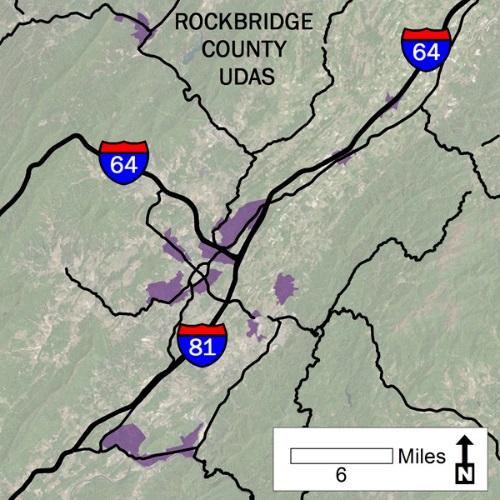 53 Urban Development Areas Rockbridge County UDA Needs Profile: All UDAs Rockbridge County has six UDAs that are anchored around the I-64 and I-81 corridors, which bisect the County and parallel the