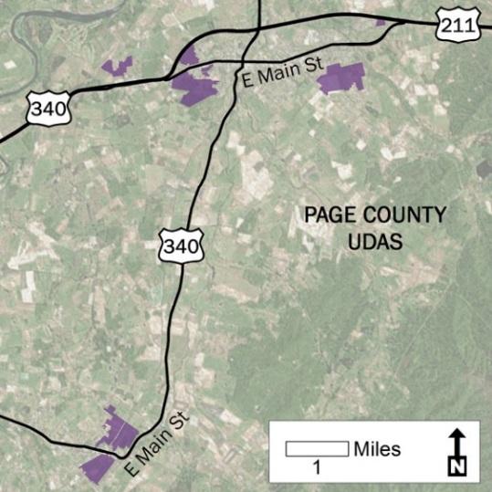 49 Urban Development Areas Page County UDA Needs Profile: All UDAs Page County has designated seven UDAs within their jurisdiction, five in the Town of Luray and two within the Town of Stanley.