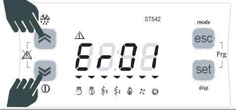 The ALARM LED will be permanently on. An error can be acknowledged by pressing any key once. After pressing any key, the alarm LED will start to blink.