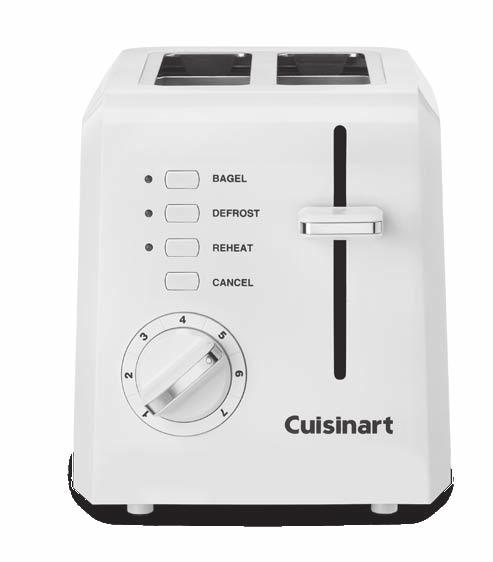 FEATURES AND BENEFITS 1. Dual Toasting Slots 1½ inch slots toast a wide variety of breads. 2. Extra Lift Carriage Control Lever Brings small items close to the top of the toaster for easy removal. 3.