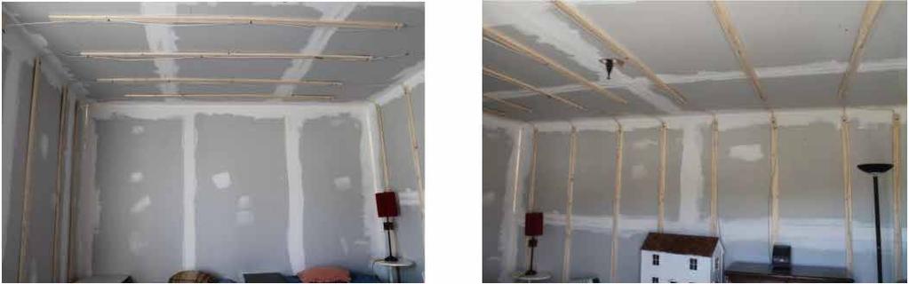 gypsum wallboard and exposed to the heat from the fire without any protective covering over them.