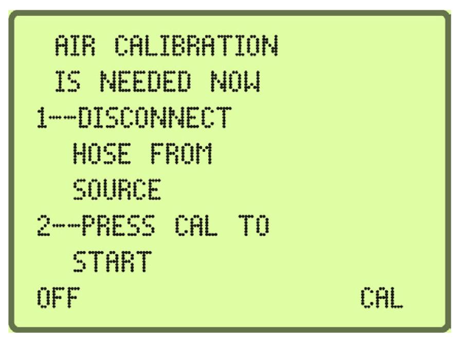 instrument. Figure 4-2 B shows a sample progress screen that is displayed as the Air Calibration is occurring.