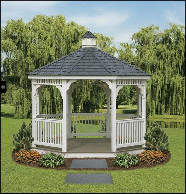 Octagon Vinyl Gazebo Features White Vinyl Additional Receptacles (ea) $128 Removable Post (ea) $44 Extra Door $258 Gray Slate (Per SF) $8 Metal ing (Per SF) $3 Bell L x W x $8.