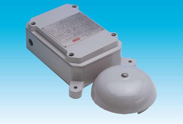 ALARM BELL Up to 109 db(a) EExd, Weatherproof DB6 Range ATEX Introduction This explosionproof bell is available in two voltages. The bell is manufactured from cast iron finished in epoxy paint.