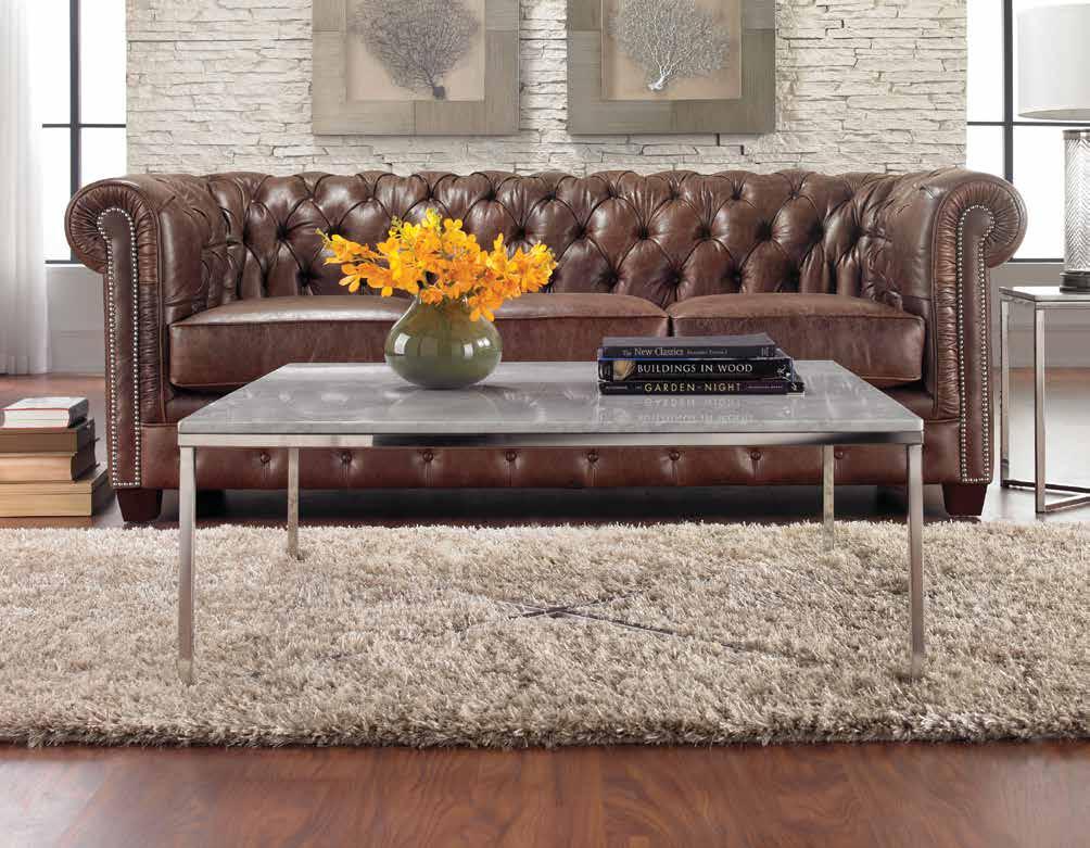 BOLD ROLLED & TUFTED Tufted, studded and in leather, this classic look is rich and sumptuous.