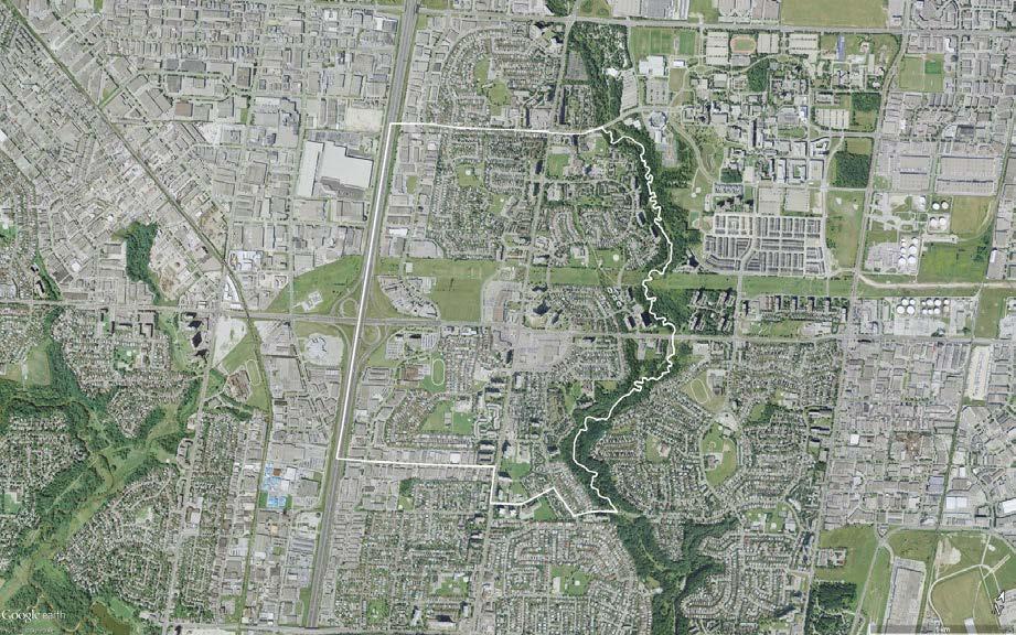 The Jane Street and Finch Avenue West commercial node is surrounded immediately by stable low-density residential neighbourhoods, and future intensification should take into consideration the