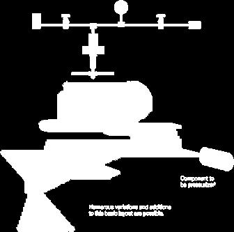 The schematic illustrates a very basic layout for using a Pressure Generator. A reservoir (R) is shown connected by means of valves and fittings to a component (C) that is to be pressurized.
