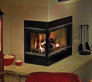 Available in front opening widths of: 36", 42" Radiant Standard Standard ST42A shown with plymouth surround, beige marble and gas logs.
