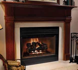 Available in viewing area widths of: 36" Wood single-side fireplaces Circulating Standard Standard SC60 shown with AT doors.