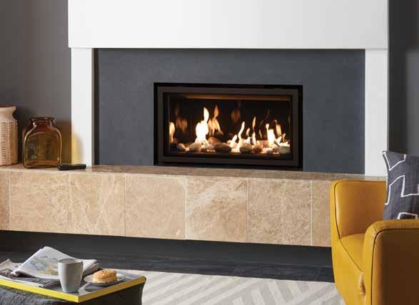 Studio 1 Conventional Flue Studio 1 Conventional Flue, Bauhaus Frame in Anthracite with Log-effect fuel bed and Vermiculite lining Studio 1 Conventional Flue, Edge with Pebble & Stone fuel bed and