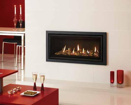 Studio 2 Balanced Flue Studio 2 Balanced Flue, Steel2 frame in Graphite with Log-effect fuel bed and Vermiculite lining Studio 2 Balanced Flue, Profil frame in Anthracite with Log-effect fuel bed and