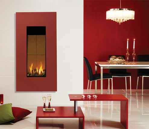 Studio Coloured Frame Options Studio 22 Balanced Flue, Steel frame in Metallic Red with Log-effect fuel bed and Vermiculite lining Studio 2 Conventional Flue, Bauhaus frame in Metallic Bronze, with