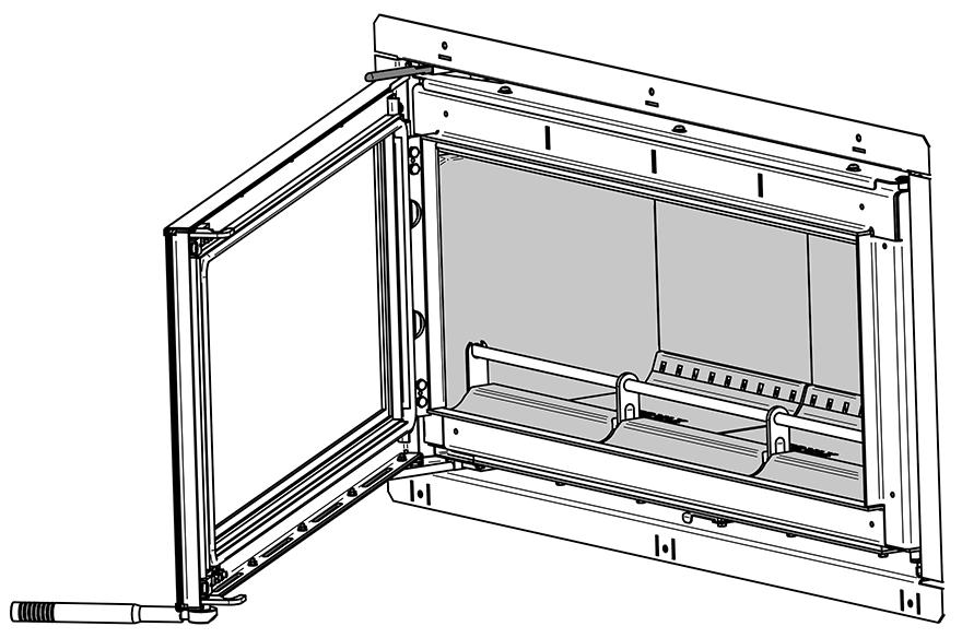 2.6 Reverse the procedure to re-fit the door. Studio 3 This will require 2 people. 2.7 Open the door fully (see User Instructions, page 5). 2.8 Lock the hinges in position using a ø3mm pin as shown in Diagram 3.