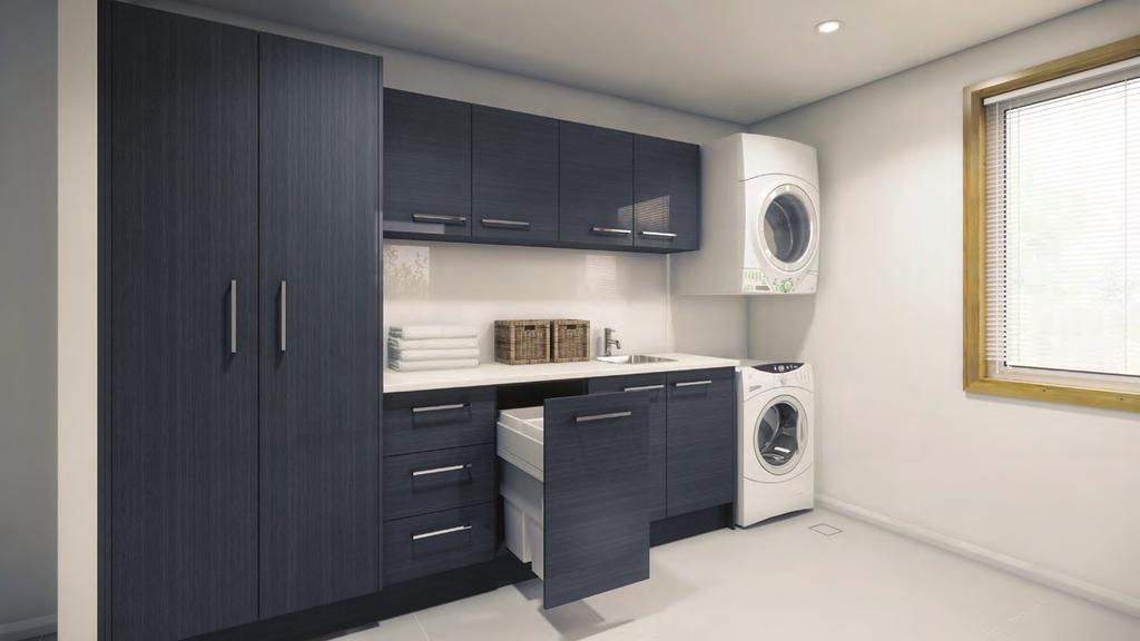 MODULAR This contemporary modular laundry has plenty of space for your linen and laundry essentials plus extra room for the all important hidden laundry basket.