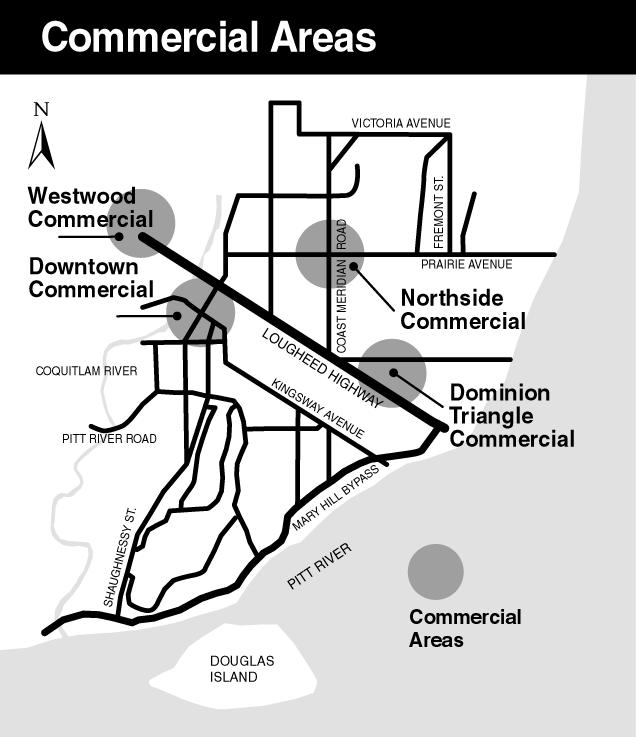 Map 5: Commercial Areas Commercial uses that serve a more local or neighbourhood population should be encouraged to locate in Neighbourhood Commercial areas and the Downtown.