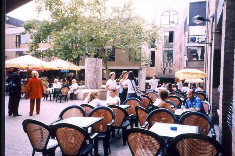 View of one the numerous small piazzas on the pedestrian street
