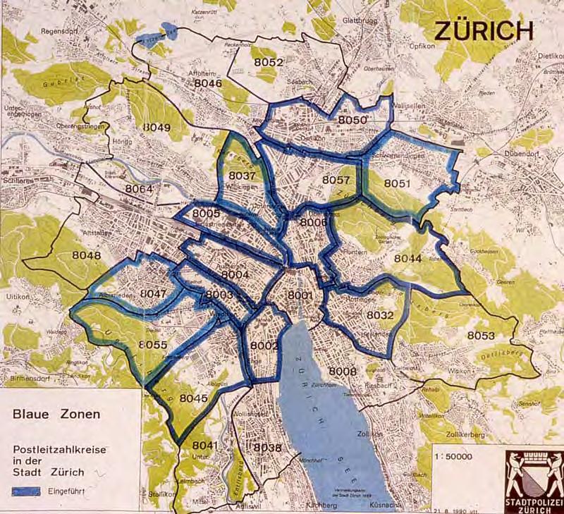 Zurich s parking management. Unrestricted on-street parking is exclusively reserved for Zurichregistered residents (the voters), while cars entering the city from other municipalities have a max.