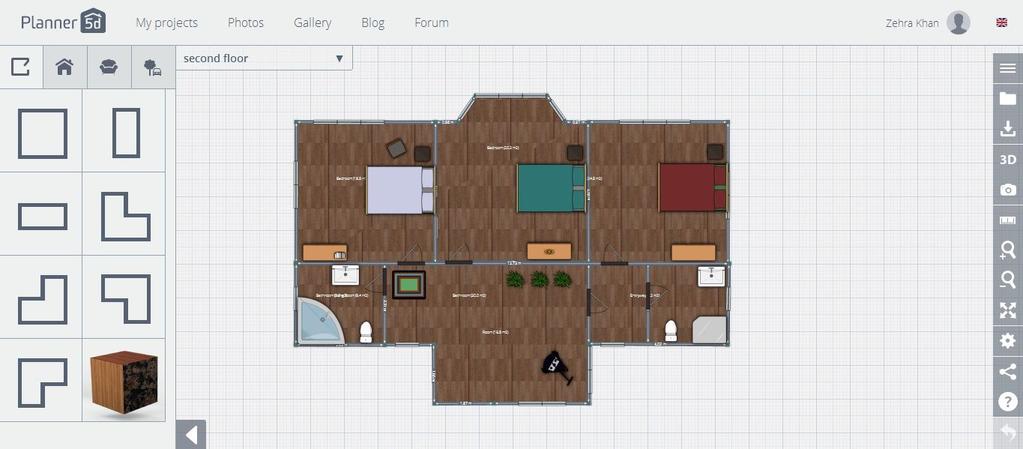Floor Plan Layout Add rooms and change measurements of walls according to your needs and necessary geometry.