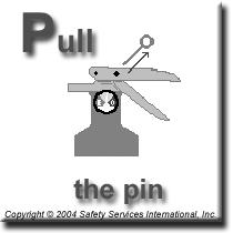 P- Pull the pin S- Sweep the nozzle side to side discharged.