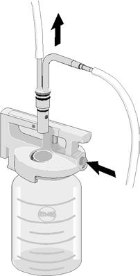 Recommended maximum level Remove the double socket nipple from the full secretion canister (Fig. 41).