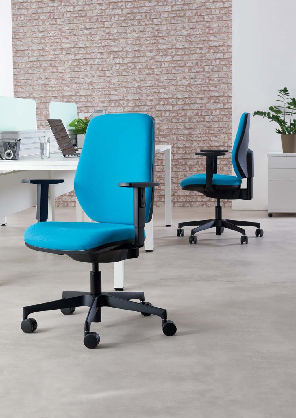 Remi features a contoured seat and back as well as height adjustable arm for comfort and