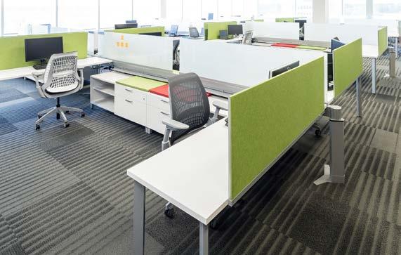 In addition to benching, Stride also offers panels, desking, and storage.
