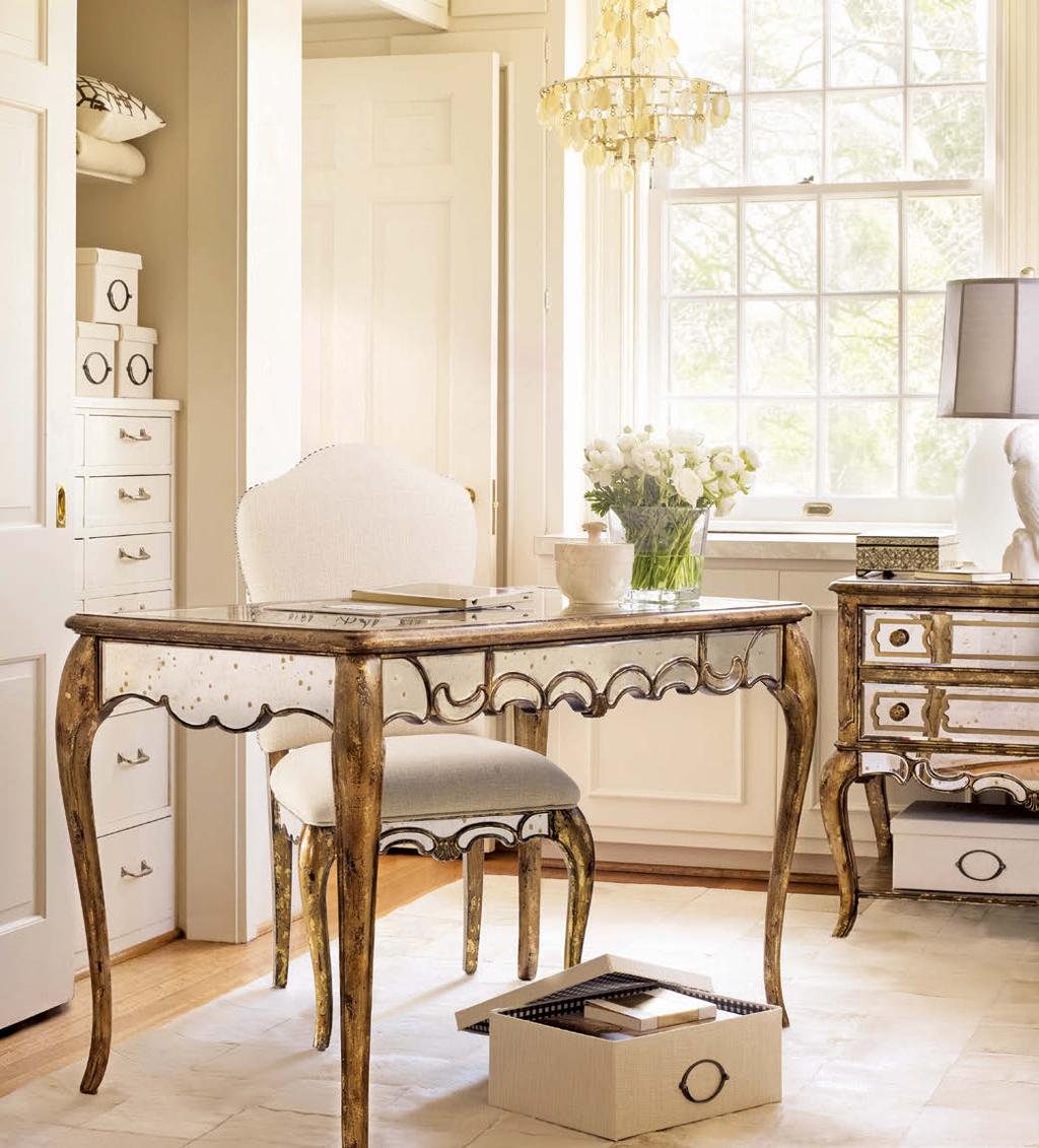 Photo courtesy of Star Furniture Nesting Place The mirrored furniture with its scalloped detail is both feminine and functional.
