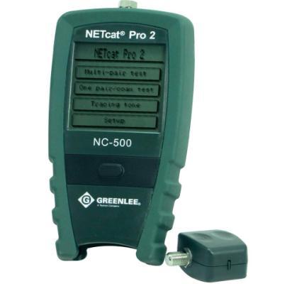 NC-500 NETcat PRO One touch testing verifies network cabling STP, UTP & coax. Measures length of cables & presence of network service.