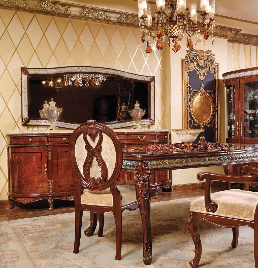 French style marvelous hand carved dining room One carved table + eight + chairs + one buffet + one Buffet mirror + one niche Table: W/220cm*L/