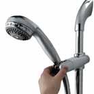 To select the preferred height for the shower head, depress the handset holder levers fully to enable the slider to be