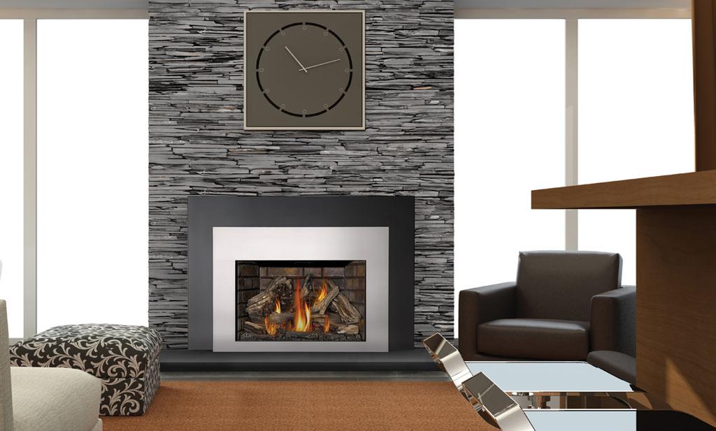 Infrared X4 shown with one piece painted black surround, Newport Deluxe brick panels and satin chrome Contemporary Rectangular Front Newport Deluxe