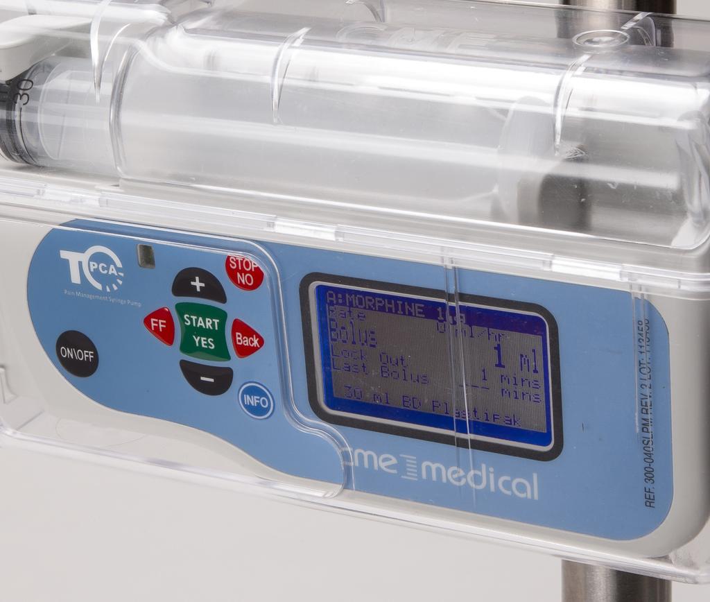 Main Features: Lightweight and compact, suitable for both bedside and ambulatory use Rechargeable Li-Polymer battery or mains power allows greater flexibility Integral protective syringe cover Can be