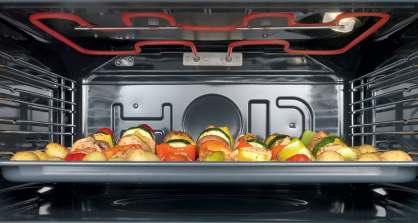 Grill combination to warm fast and quickly cook gratins with a nice colour. Extra large and durable enamelled cavity. Easy to install at a comfortable work height in a high or base cabinet.