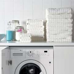 This washing machine blends in completely with the rest of your kitchen just add a door that matches your cabinets.