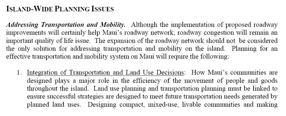 MAUI Draft General Plan (2008) Integration