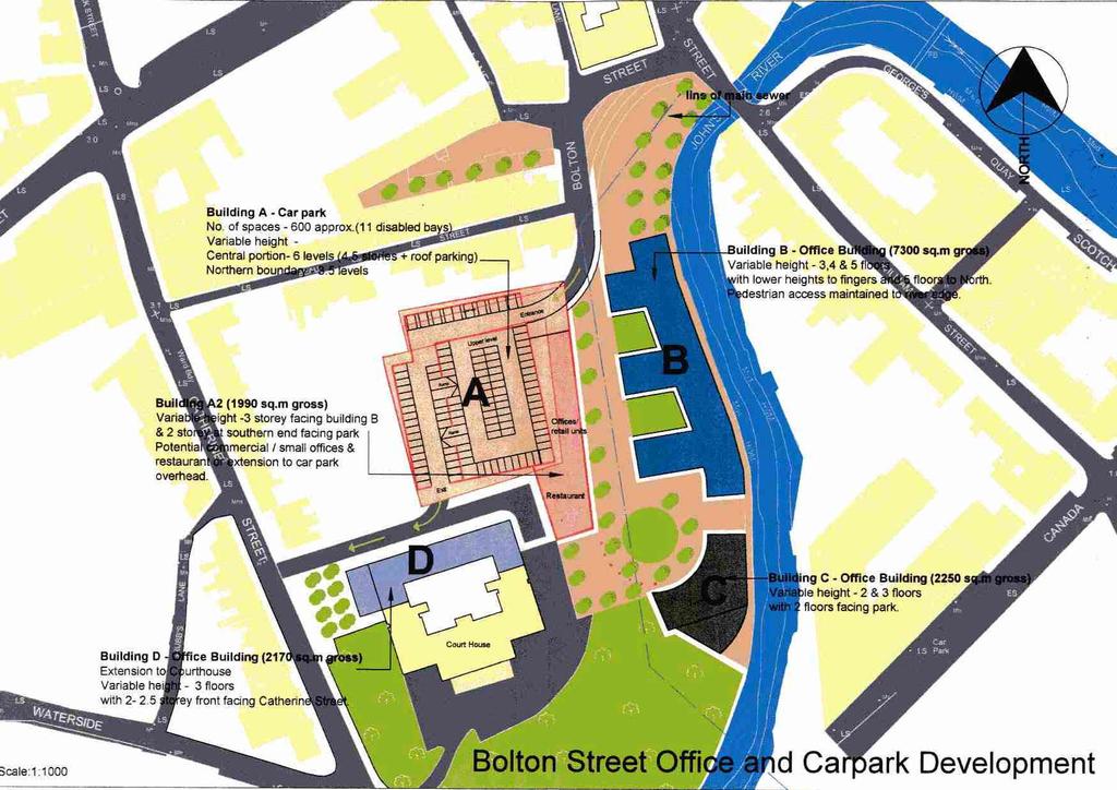 6.0 Description of Scheme The Bolton Street office and car park development is envisaged to include a built environment similar to the proposed model.