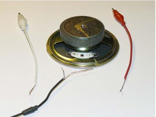 Science in School Issue 23: Summer 2012 4 c) Connect each wire from the speaker cable to one wire with a crocodile clip at its end. d) Cover each connection with insulating tape.
