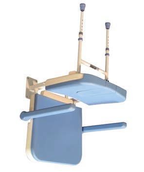 The Comfort folding padded horseshoe shower seat with back rest and arms is designed for hygienic personal bathing.