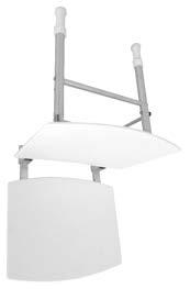 This stylish fold up shower seat with backrest and legs is made from white polypropylene with stainless steel fixings.