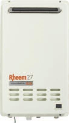 steel models available 10 YEAR WARR A N T Y Rheem Continuous Flow Gas Water Heater -5 star gas energy efficiency -Continuous hot water - never runs out -12, 16, 18, 20, 24 & 27 litre per minute
