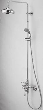 SS-EX8500 exposed thermostatic shower system includes 3/4" thermostatic mixer, rigid riser, 2 flow controls, 8" pan