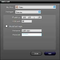 In the dialog that appears, select Genetec as the unit type and then enter the appropriate IP address and port.