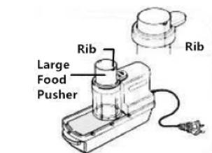 HOW TO OPERATE...cont d. HOW TO OPERATE...cont d. 6. Insert the large Food Pusher into the Large Food Chute.