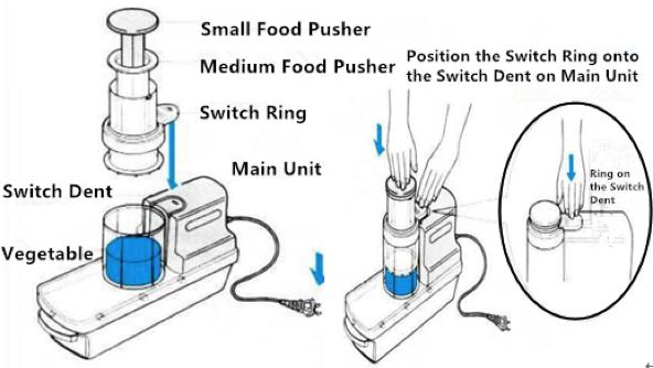 Instead, pull the power plug. Unit will turn on by pressing on the switch ring on the switch dent.