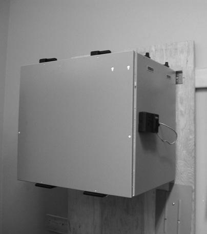 Proper installation requires that the unit be secured to the wall. If there are no wall studs available, secure a sheet of ¾" plywood to wall then fasten wall mounting bracket to plywood.