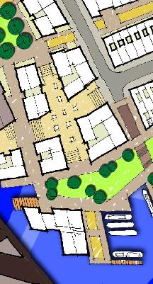 On the plan the blocks have been grouped either in twos or fours with parking at the lower