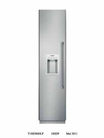 T18ID800LP 18-INCH FLUSH FREEZER COLUMN WITH EXTERNAL ICE & WATER DISPENSER FREEDOM COLLECTION, PANEL-READY, LEFT-HAND DOOR SWING FEATURES & BENEFITS - Freedom Hinge enables true flush design -