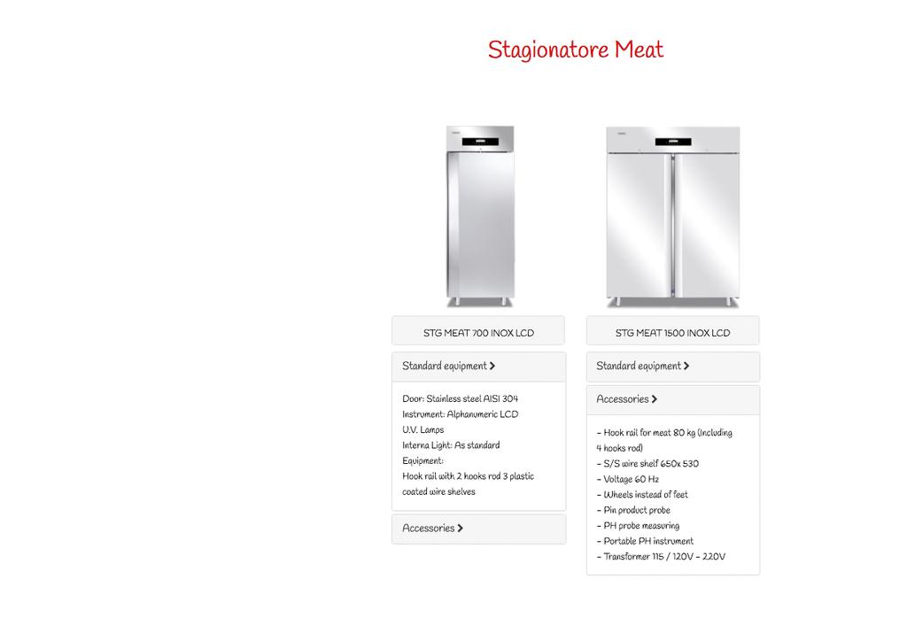 Stagionatore Meat INOX STG MEAT 700 INOX Standard equipment Door: